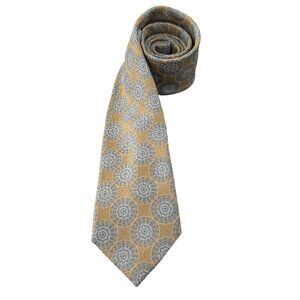 JOS A BANK Reserve 100% Silk Mens Necktie Blue & Beige Geometric Pattern